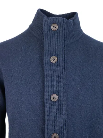 Barbour Elbow-patch Button-up Cardigan In Blue