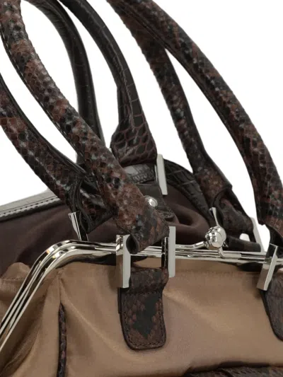 August Barron Tote Bag Mit Python-print In Brown