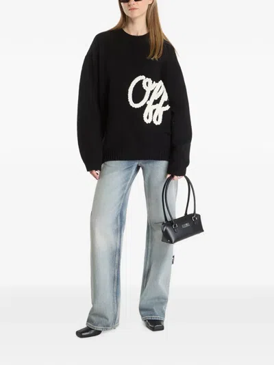 Off-white Embroidered Script-logo Sweater In Black