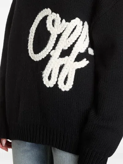 Off-white Embroidered Script-logo Sweater In Black