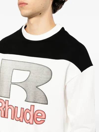 Rhude Racing Panel Long Sleeve Graphic T-shirt In White