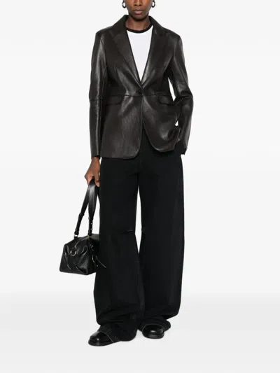 P.a.r.o.s.h Leather Suit Jacket In Black