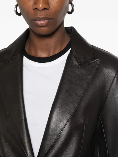 P.a.r.o.s.h Leather Suit Jacket In Black