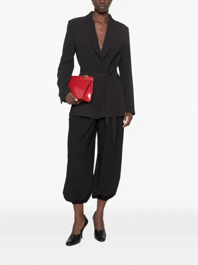Imperial Belted Shawl-lapel Jacket In Black