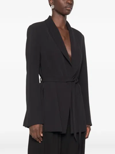 Imperial Belted Shawl-lapel Jacket In Black