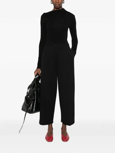 Imperial Draped Long-sleeve Top In Black