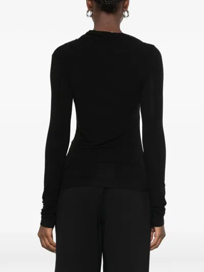 Imperial Draped Long-sleeve Top In Black