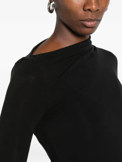 Imperial Draped Long-sleeve Top In Black