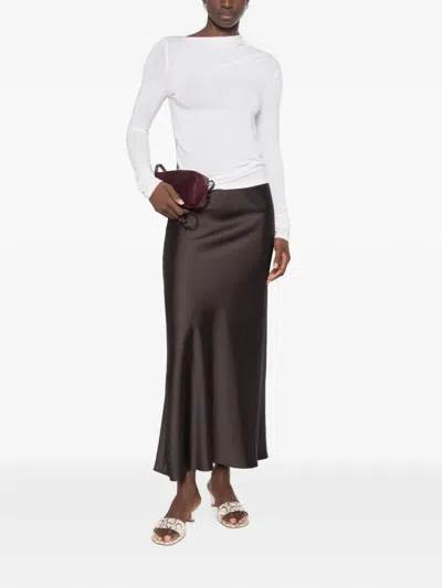 Imperial Draped Long-sleeve Top In White