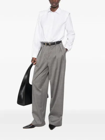 Dixie Padded-shoulder Shirt In White