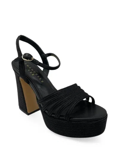 Emanuélle Vee Giunone Raffia Platform Sandals In Black
