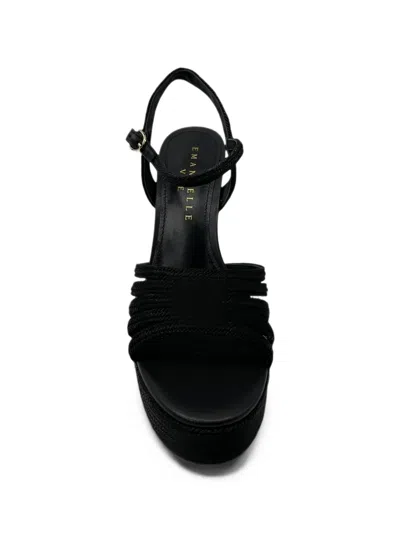 Emanuélle Vee Giunone Raffia Platform Sandals In Black