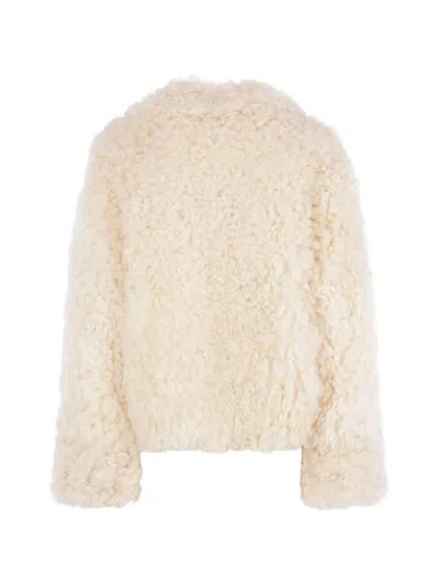 Manzoni 24 Shearling Single-breasted Jacket In Neutral