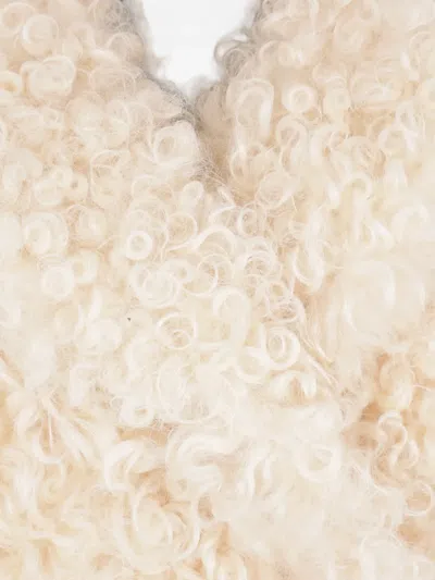 Manzoni 24 Shearling Single-breasted Jacket In Neutral