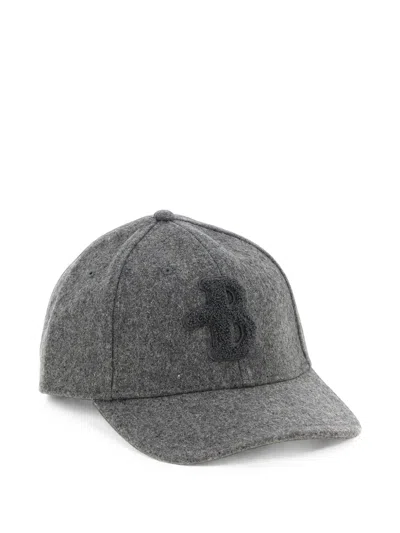 Ballantyne Wool Blend Monogram Patch Baseball Cap In Gray