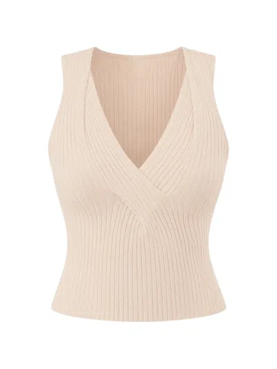 RIBBED-KNIT WRAP TOP