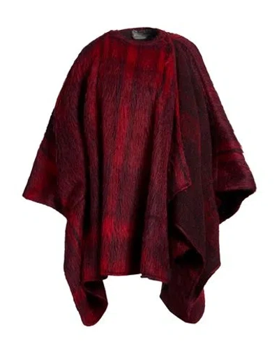 Alberta Ferretti Check-pattern Mohair-blend Poncho In Red