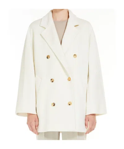 Max Mara Long-sleeved Coat In White