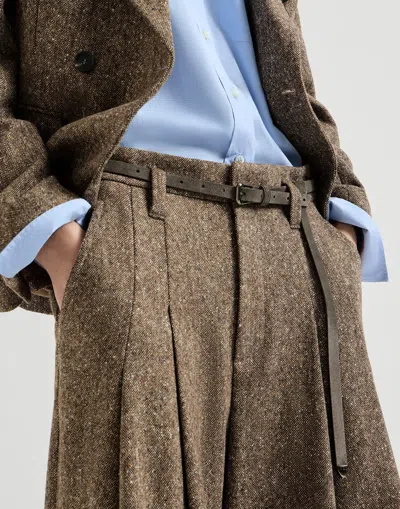 Brunello Cucinelli Suede Belt With Shiny Loop In Silver