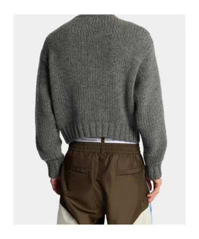 Dsquared2 Intarsia-knit Crew-neck Sweater In Gray