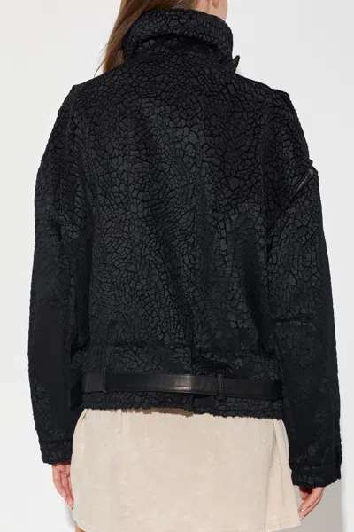 R13 Crackled-effect Belted Jacket In Black