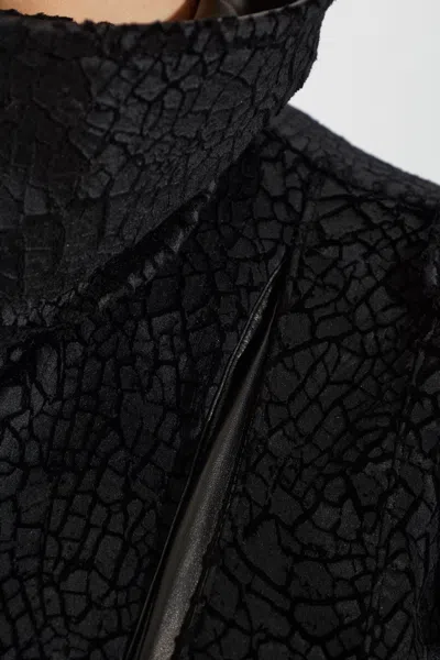 R13 Crackled-effect Belted Jacket In Black