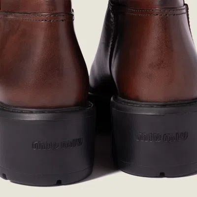 Miu Miu Logo Leather Boots In Multi
