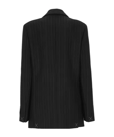 Off-white Buttoned Blazer In Black
