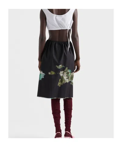 Prada Devore Poplin Midi-skirt In Black