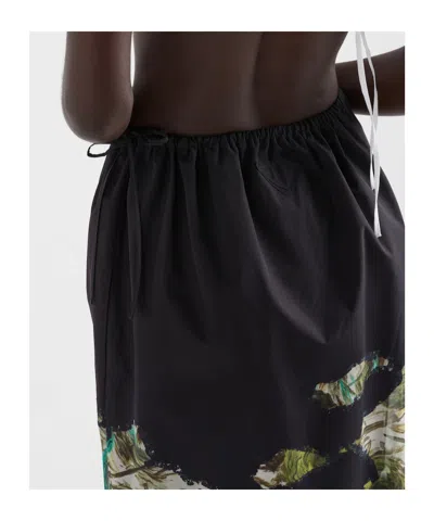 Prada Devore Poplin Midi-skirt In Black