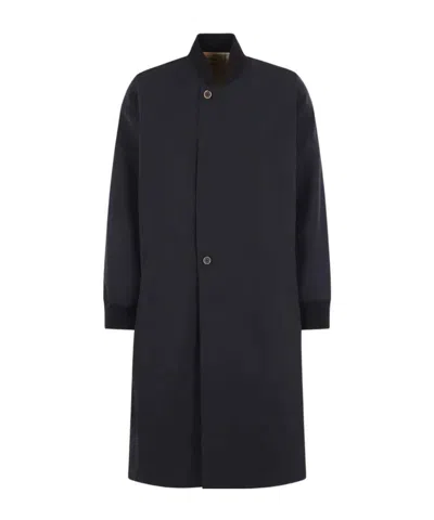 Uma Wang Oversized Bomber-collar Coat In Blue