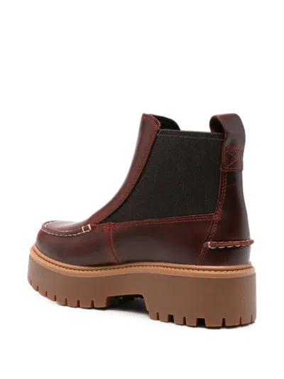 Timberland Leather Platform Boots In Brown