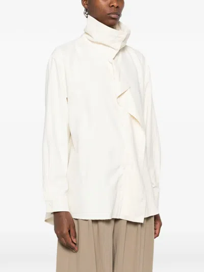 Source Unknown Dhani Ruffled Shirt In Neutral