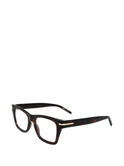 Hugo Boss Tortoiseshell-effect Rectangle-frame Glasses In Multi