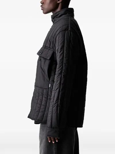 Rains Quilted Button-up Jacket In Black