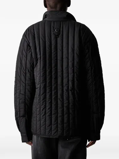 Rains Quilted Button-up Jacket In Black