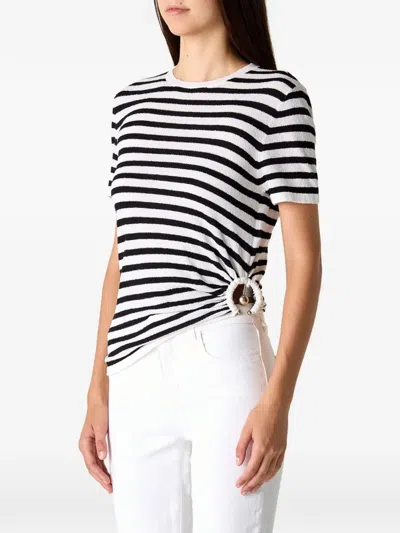 Christopher Esber Orbit Striped Ruched T-shirt In White