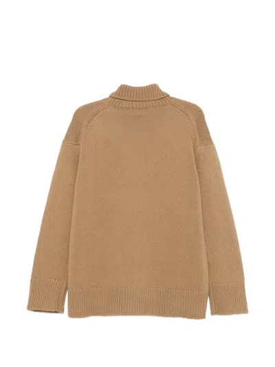Plan C Roll-neck Drop-shoulder Sweater In Neutral