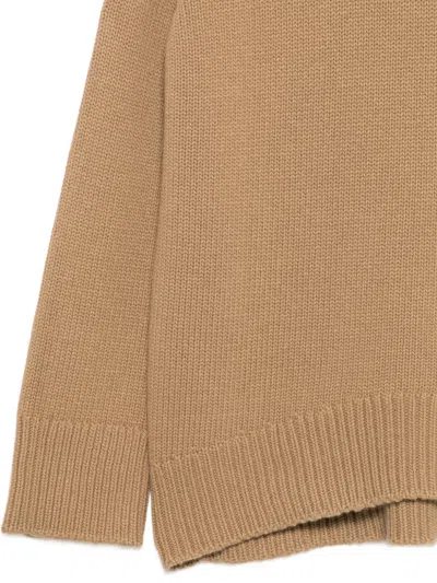 Plan C Roll-neck Drop-shoulder Sweater In Neutral