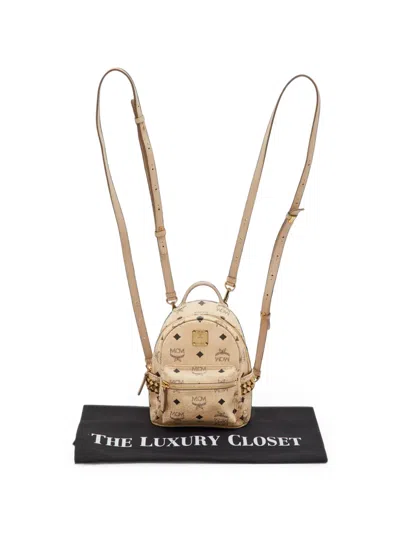Pre-owned Mcm Visetos Stark Backpack In Neutrals