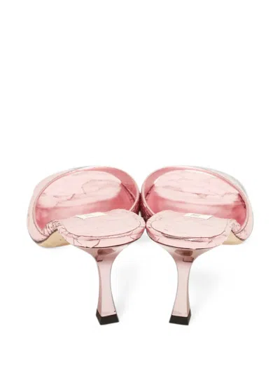 Pre-owned Jimmy Choo Val Python-embossed Sandals In Pink