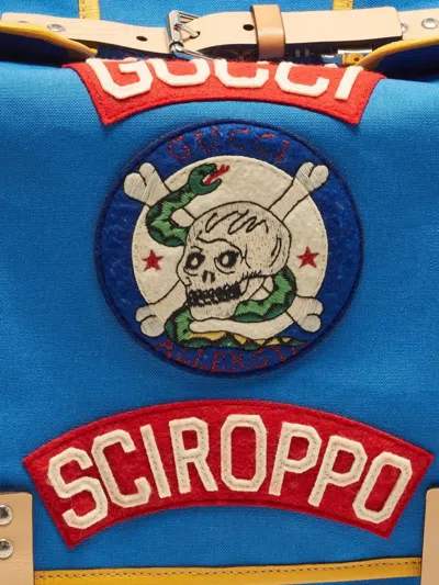 Pre-owned Gucci Sciroppo Patch Backpack In Blue