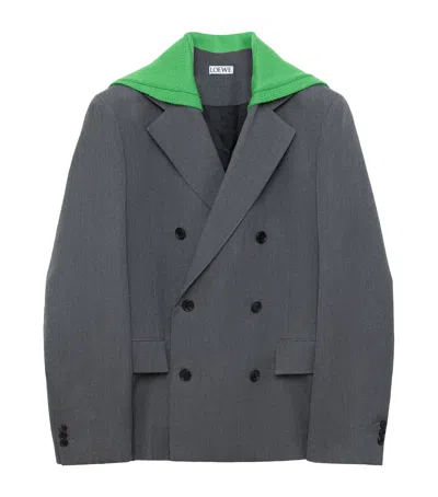 Loewe Wool Layered-sweater Effect Blazer In Gray