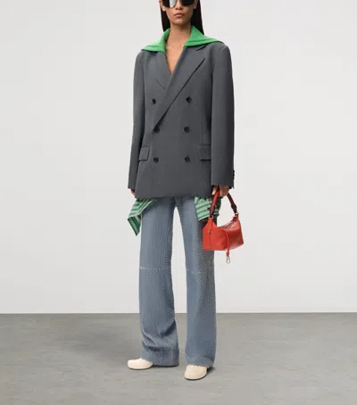 Loewe Wool Layered-sweater Effect Blazer In Gray