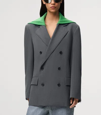 Loewe Wool Layered-sweater Effect Blazer In Gray