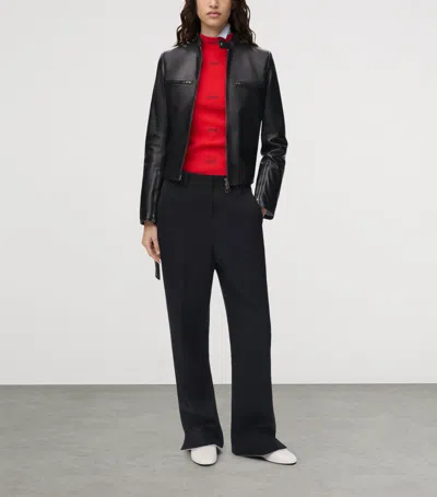 Loewe Leather Biker Jacket In Black