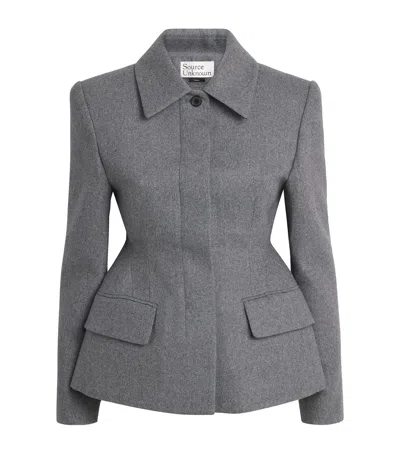 Source Unknown Wool-blend Hourglass Terzo Blazer In Gray