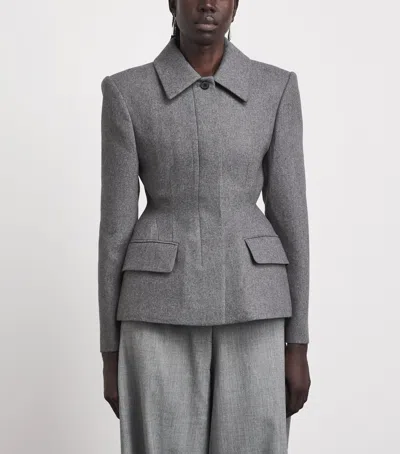 Source Unknown Wool-blend Hourglass Terzo Blazer In Gray