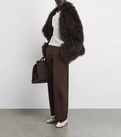 Source Unknown Hopsack Klive Barrel Trousers In Brown