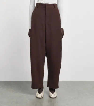 Source Unknown Hopsack Klive Barrel Trousers In Brown